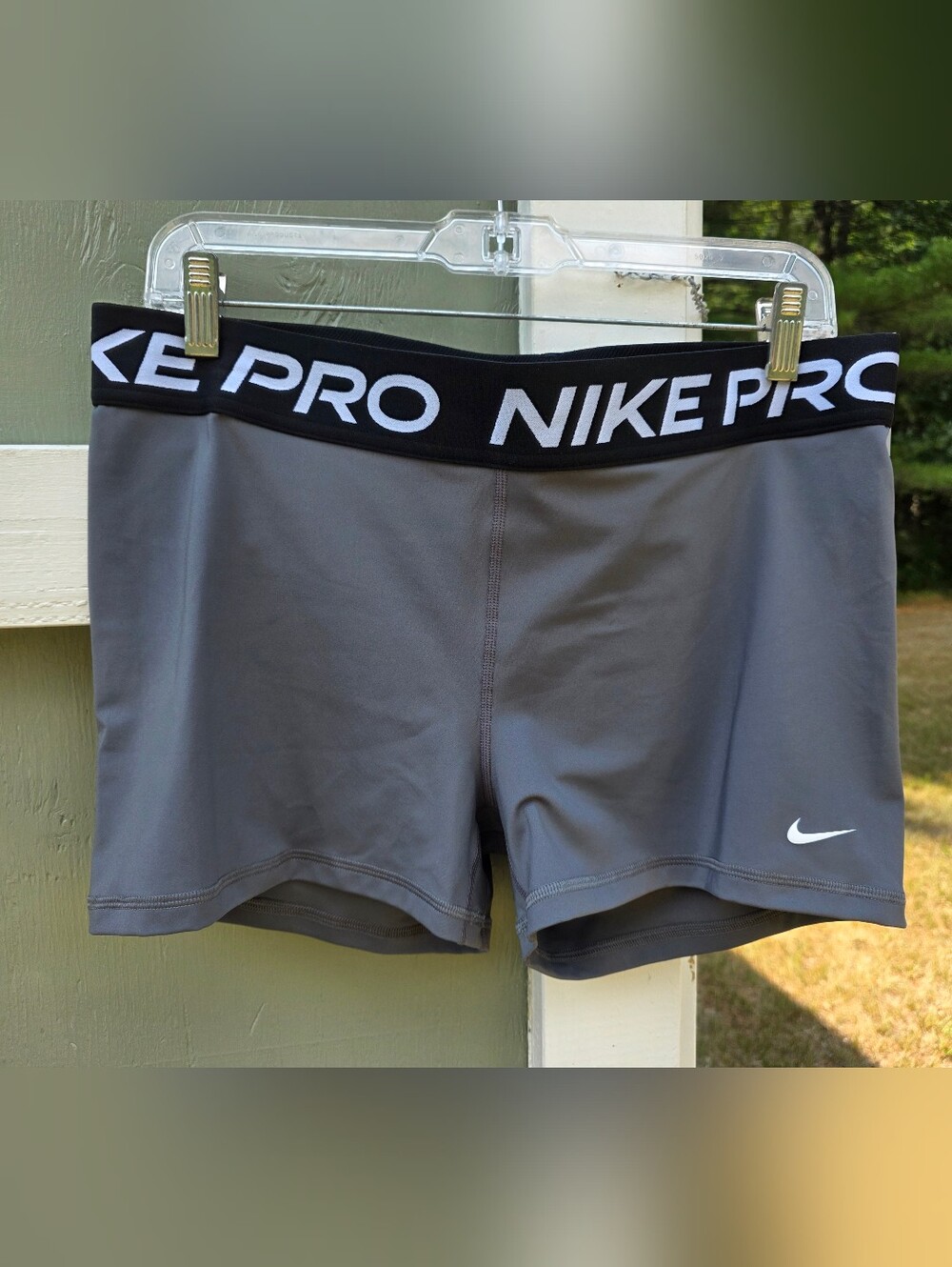 Nike Pro Women's Gray Compression Bike Shorts with Branded Waistband #SHO4 - Picture 2 of 11